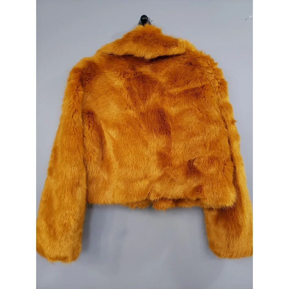 NEW Michael‎ Kors Faux Fur Selena Gomez Mabel's Orange Fur Jacket-Coat Mob Boss